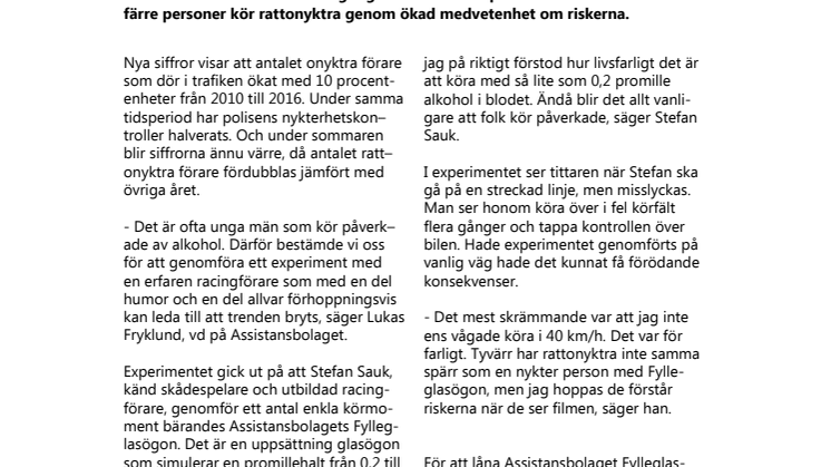 Fylleglasögon ska få färre att köra onyktra