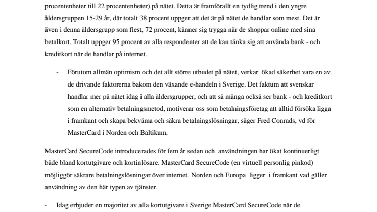 Ökad säkerhet online förflyttar konsumtionen till internet