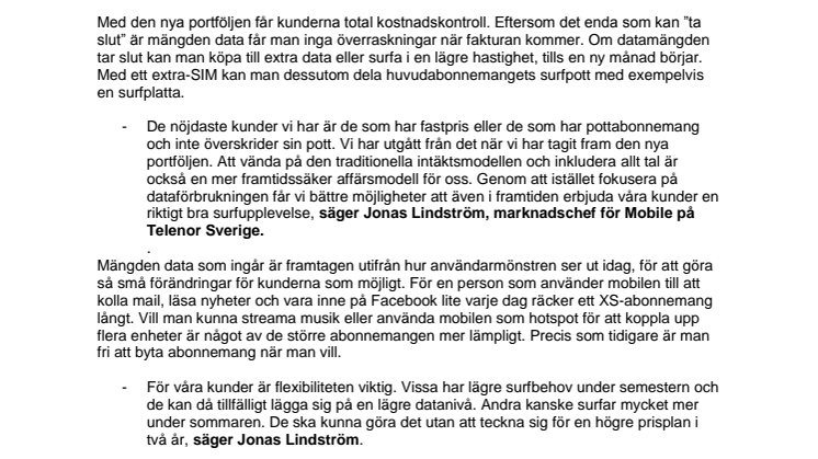 Telenor lanserar fritt tal i alla abonnemang 