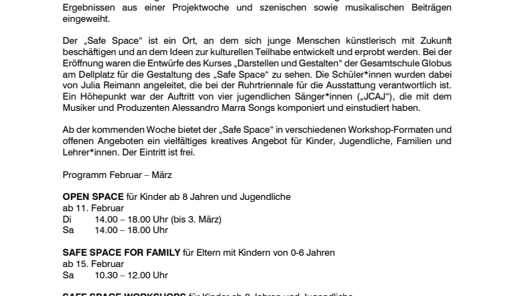 „Safe Space“ der Jungen Triennale in Duisburg-Hochfeld eröffnet