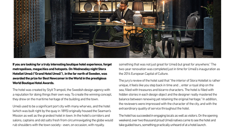 A new northern star - the best new boutique hotel in the world is in Umeå