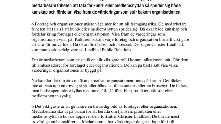 Medarbetare blir ambassadörer 
