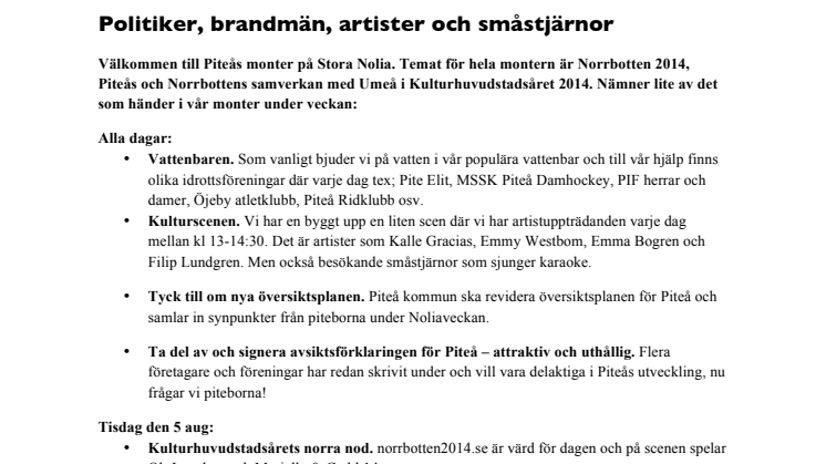 Piteås politiker och lokala artister i Piteås monter på Stora Nolia