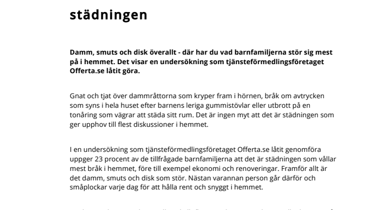 Barnfamiljer bråkar mest om städningen