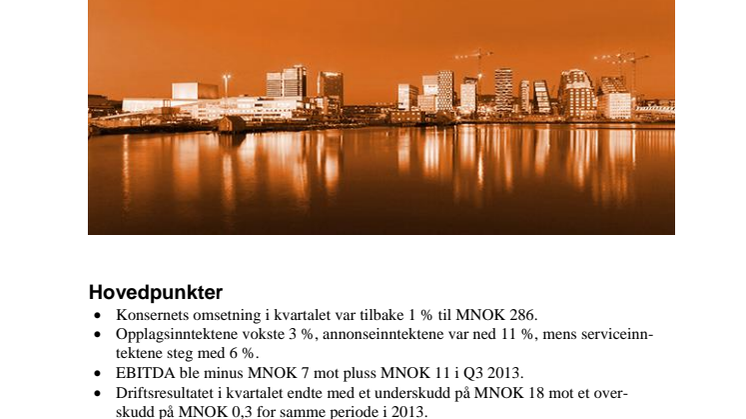 NHST Media Group - Kvartalsrapport 3. kvartal 2014
