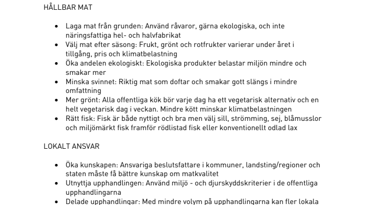 FAKTA Politik för godare mat