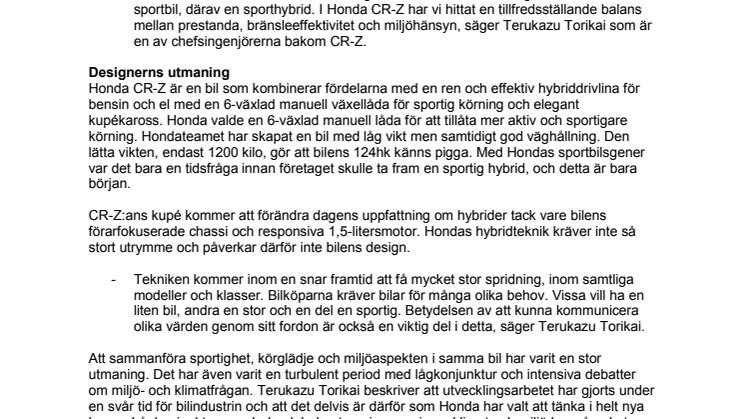 Honda bryter ny mark i hybridsegmentet