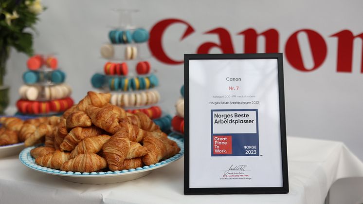 Canon blant topp 10 arbeidsplasser i GPTW