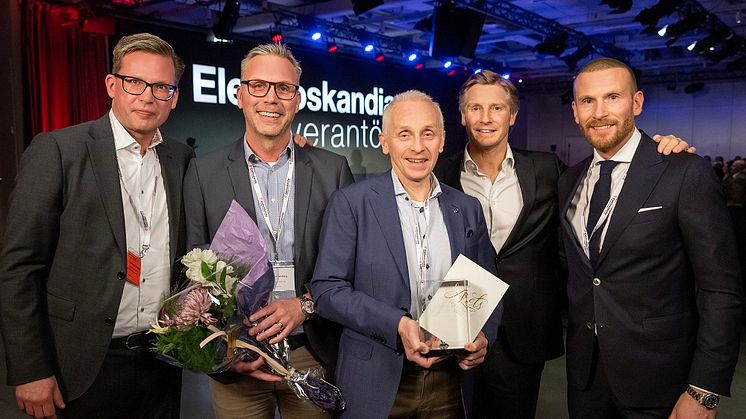 Rickard Dittlau, Försäljningsdirektör Elektroskandia, Magnus Sandberg, VD MP bolagen Industri AB, Evert Karlsson, Koncernchef MP bolagen i Vetlanda AB, Anders Nordlöw, VD Elektroskandia och Michael Almqvist Masior, Marknadsdirektör Elektroskandia.