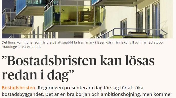 ”Bostadsbristen kan lösas redan i dag” – debattartikel i Dagens Samhälle