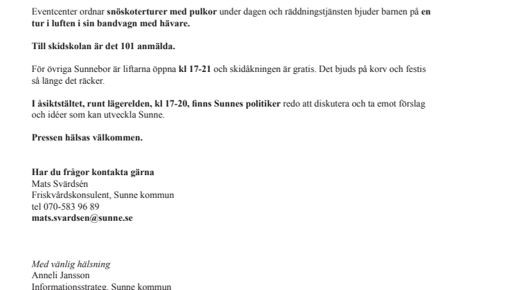 Alla i Sunnebygden bjuds på gratis skidåkning