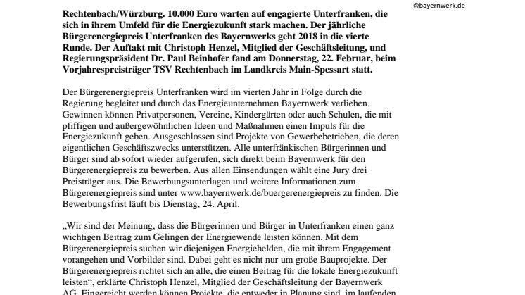  Bürgerenergiepreis Unterfranken startet in die vierte Runde