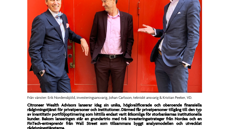 FinTech start-up Citroneer tar upp kampen mot storbanker om förmögenhetsförvaltningen