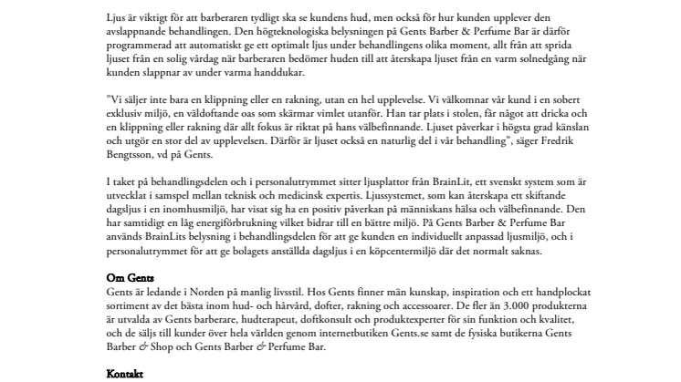 Gents kunder får rakning och vårljus.