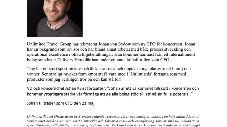 Unlimited Travel Group rekryterar ny CFO