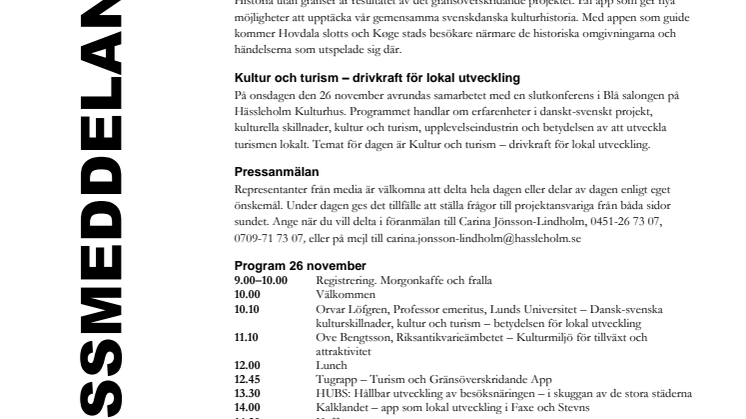 Pressinbjudan: Konferens om kultur och turism – drivkraft för lokal utveckling
