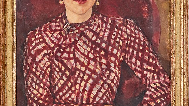 "Kvinna i rutig klänning", Lotte Laserstein