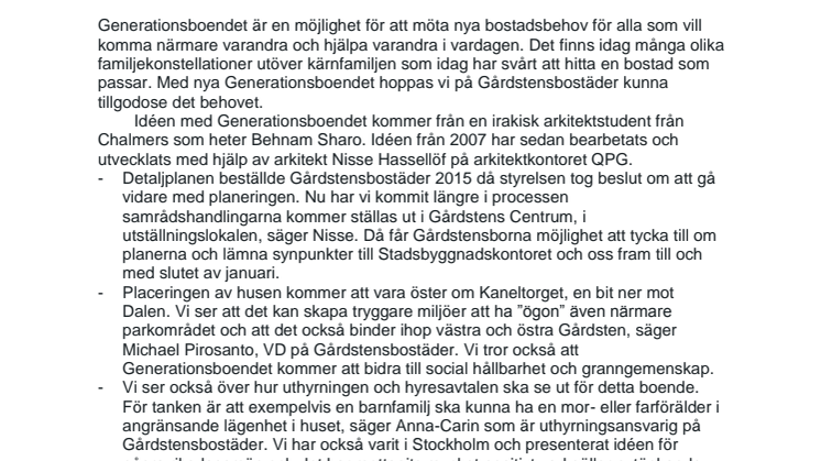 Samrådsutställning för nya Generationsboendet i Gårdsten