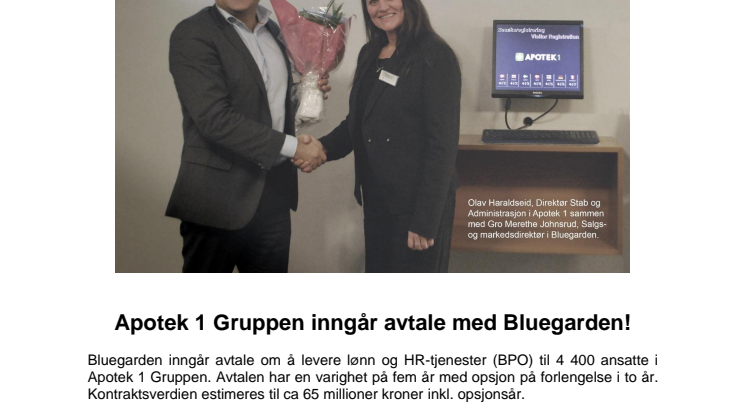 Apotek 1 Gruppen inngår avtale med Bluegarden