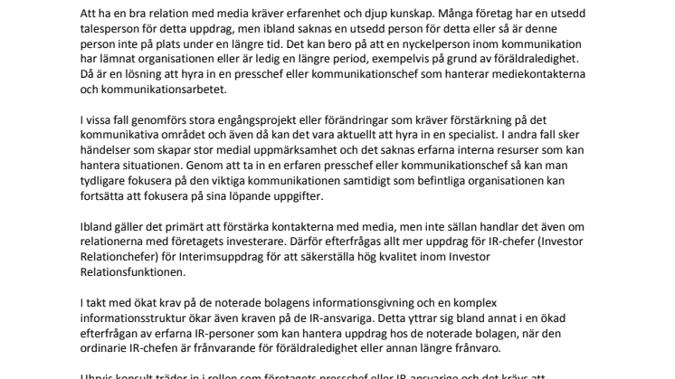 Presschef att hyra stärker organisationen