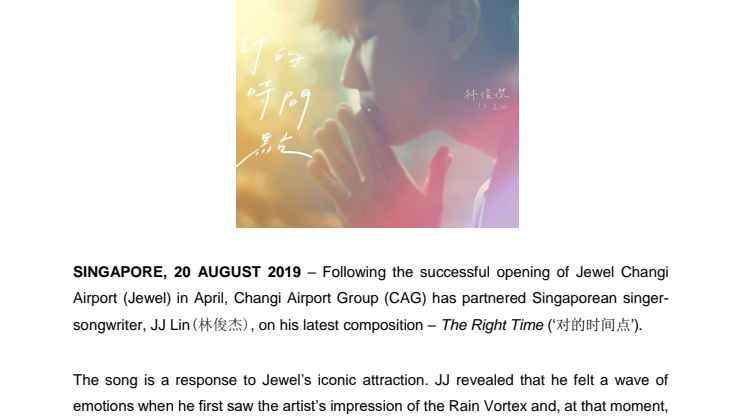 Changi Airport Group partners JJ Lin on new song