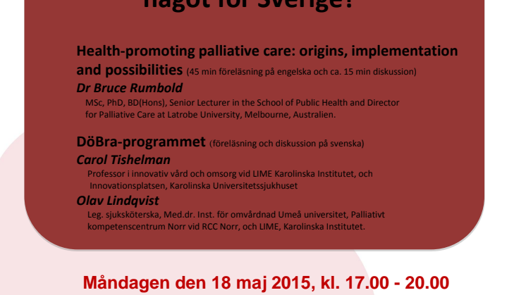 Huss symposium i palliativ vård - Inbjudan                                                                                                                