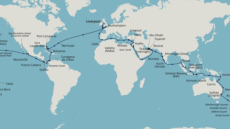 Fred. Olsen Cruise Lines unveils brand new World Cruise on new ship Borealis in 2022, with departure from Liverpool or Southampton 