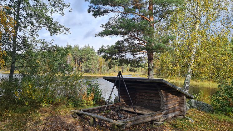 Vindskydd på hösten i Glaskogens Naturreservat Foto Visit Arvika
