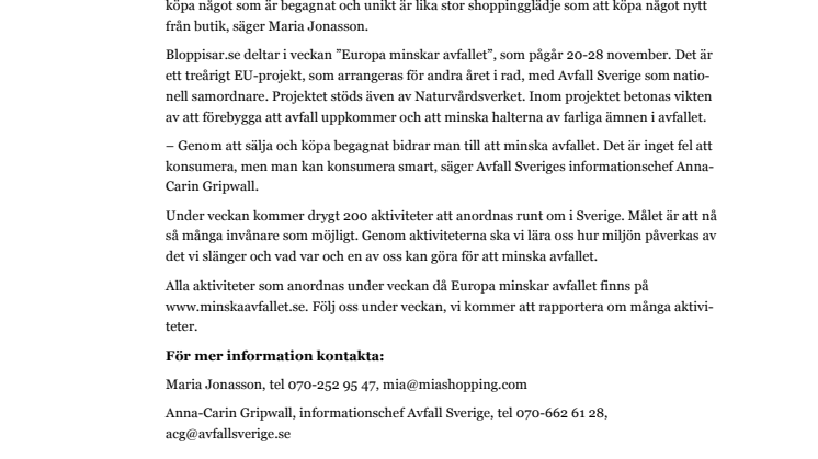 Fynda och minska avfallet på bloppisar.se