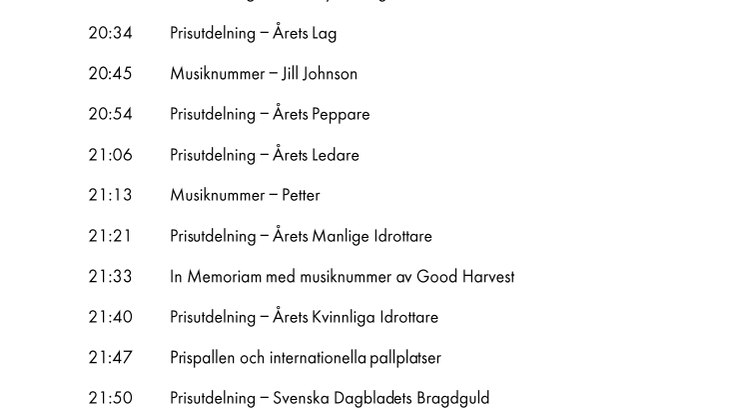 Hållpunkter Idrottsgalan 2018