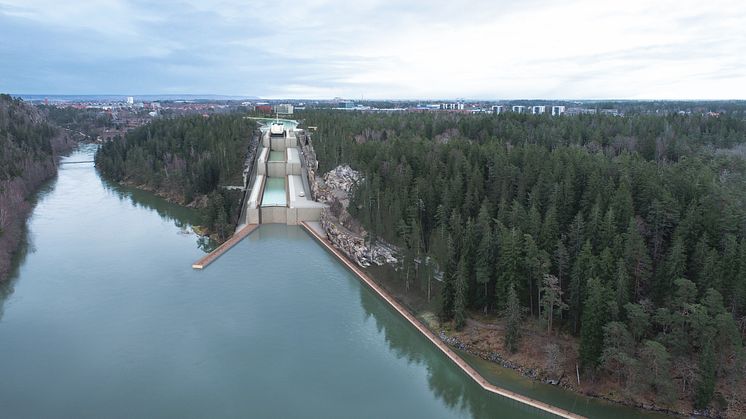 Alternativ Nord, vy från Göta älv. Fotomontage: Trafikverket