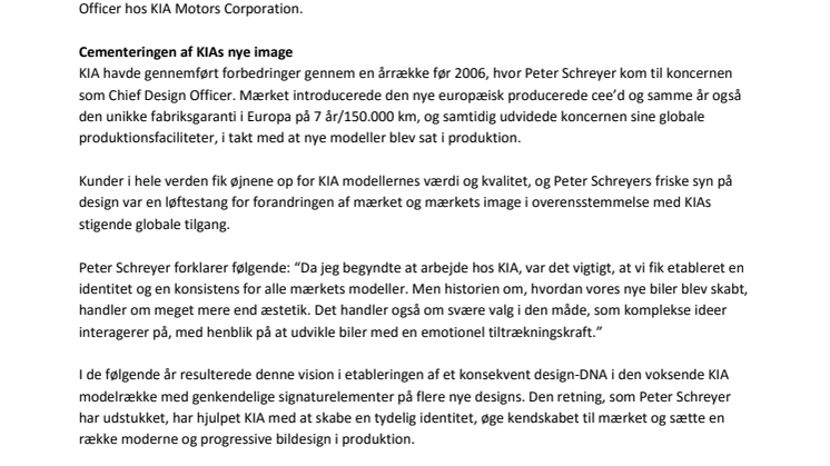 Peter Schreyer fejrer 10 års jubilæum hos KIA Motors