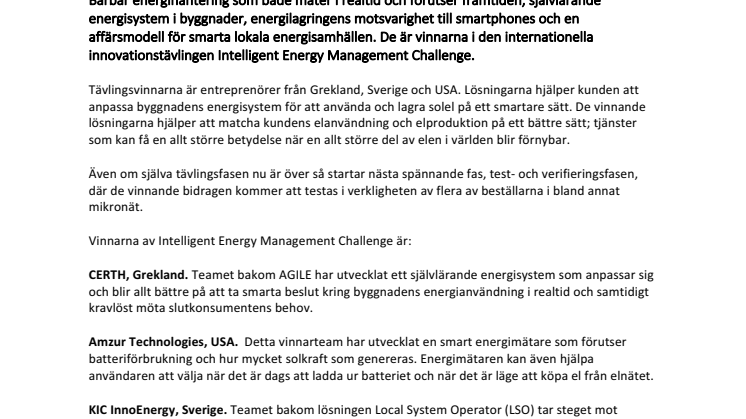 De är vinnarna i Intelligent Energy Management Challenge