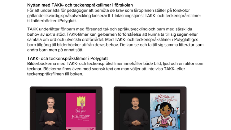 Den marknadsledande bilderbokstjänsten Polyglutt nu med TAKK- och teckenspråksfilmer