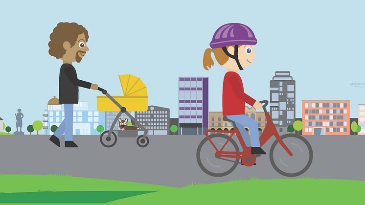 Gå till vänster, cykla till höger. För elsparkcykel gäller samma regler som för cykel.
