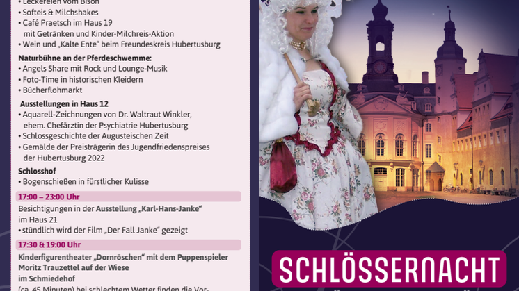 Programm Schlössernacht 2023 in Wermsdorf
