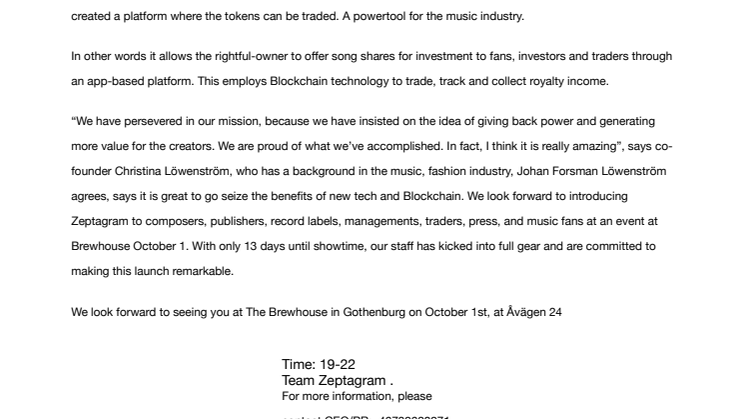 Zeptagram Launches a Blockchain Powertool for Trade of Music Rights