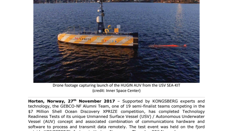 Kongsberg Maritime: K-MATE Autonomy Controller Technology Put to Test for Shell Ocean Discovery XPRIZE