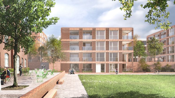 Sankt Lars plats, vy från sydväst. Visionsbild: Fojab Arkitekter