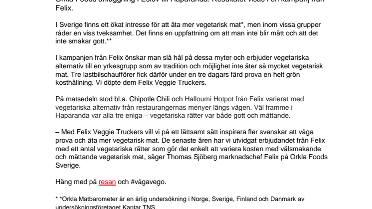 Våga vegetariskt med Felix från Eslöv till Haparanda