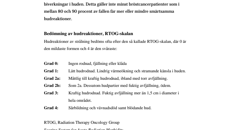Bröstcancer – bedömning av strålskador