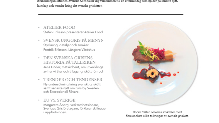 Pressinbjudan: Svensk gris på tallriken