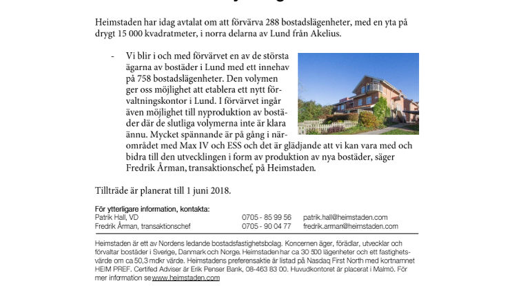 Heimstaden växer ytterligare i Lund