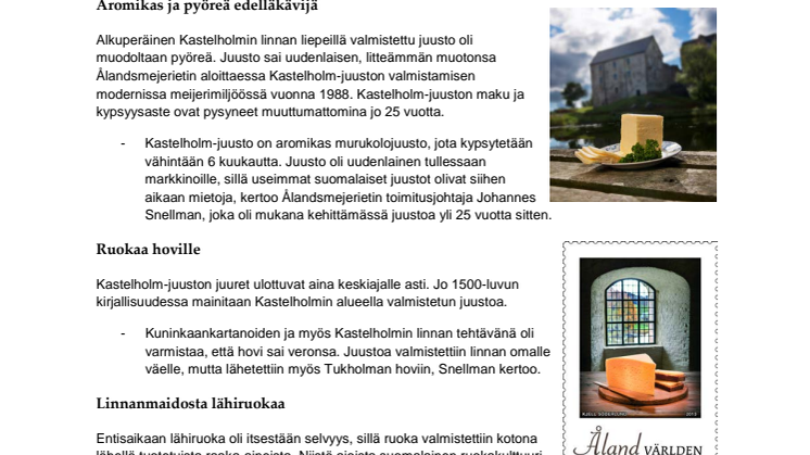 Ålandsmejerietin Kastelholm-juustolle oma postimerkki