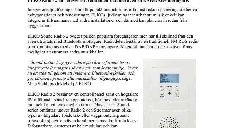 ELKO Sound Radio 2 – nu med Bluetooth 