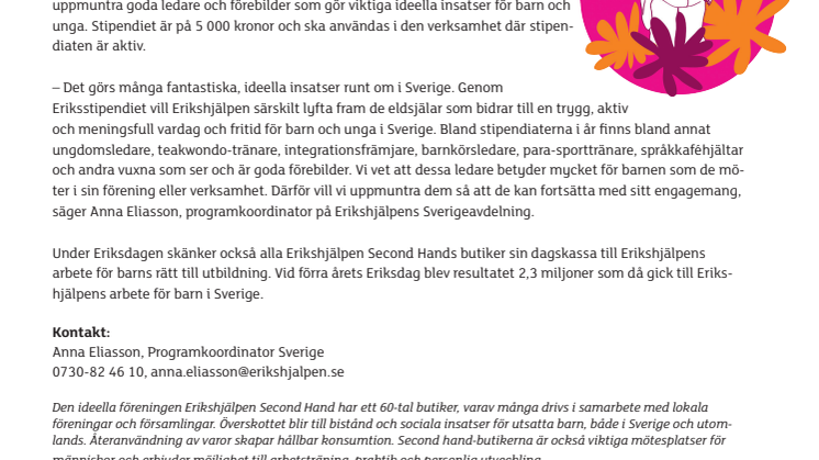 Engagerade ledare får stipendier på Eriksdagen