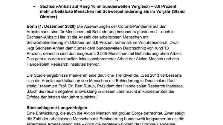 Inklusionsbarometer Arbeit / Sachsen-Anhalt