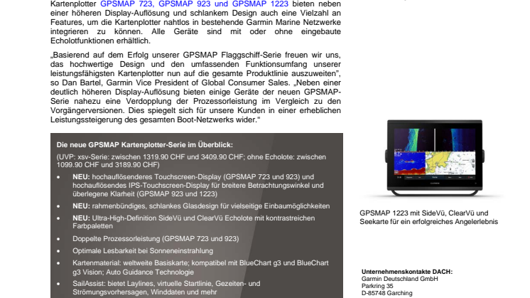 PM Garmin GPSMAP 723, 923 und 1223