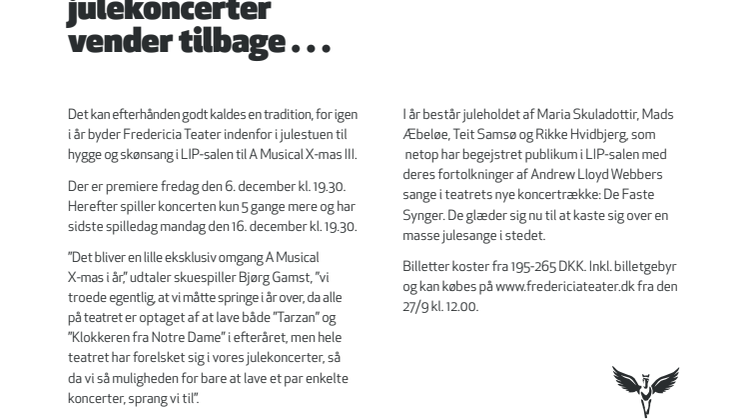 Fredericia Teaters julekoncerter vender tilbage…