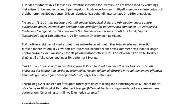 ”TLV tar inte hänsyn till långsiktiga effekter vid utvärdering av läkemedel”